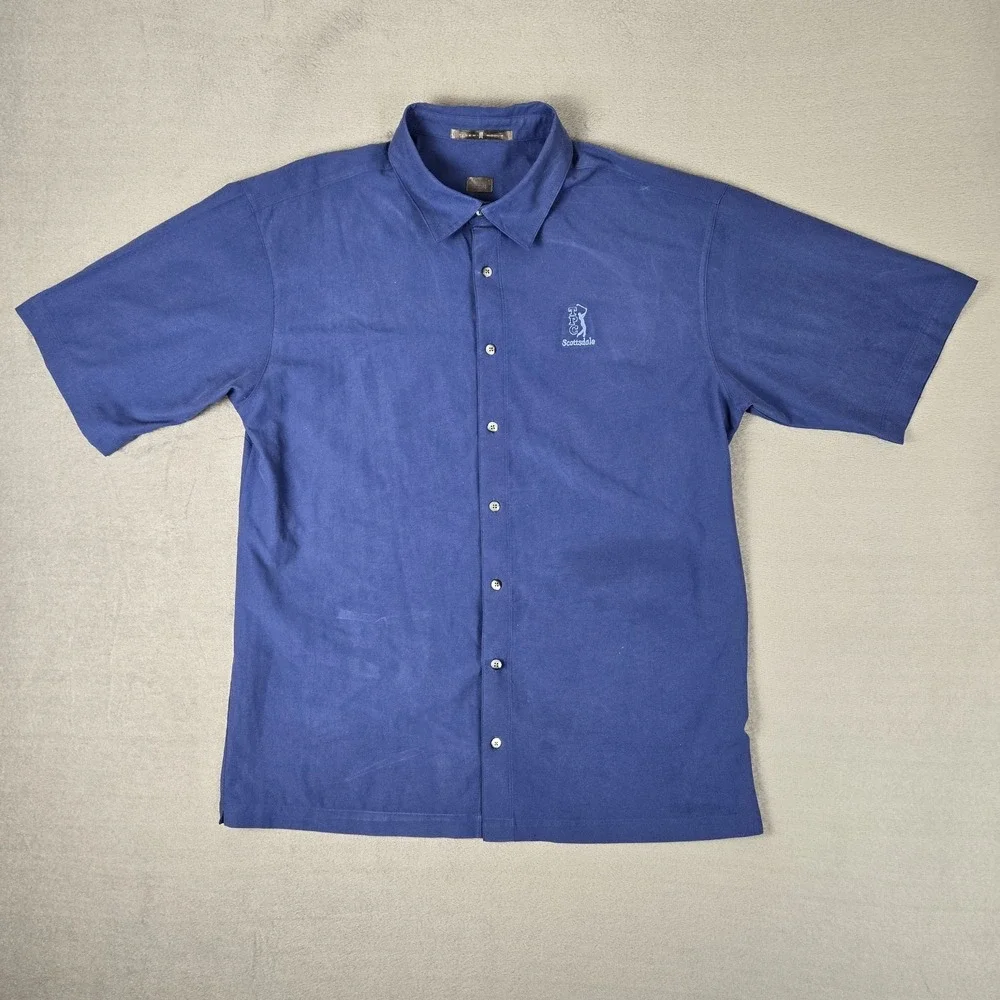Nike Tiger Woods Polo‎ Men's Large Blue TPC Scottsdale Golf Button Up